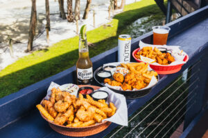Tiki Docks Plates on a Bar